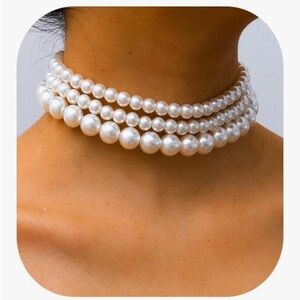 Elegant White Pearl Choker Necklace